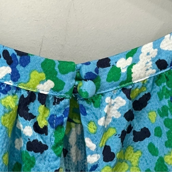 Lilly Pulitzer Silk Tank Top Blue Ruffle keyhole halter neckline - Picture 3 of 6